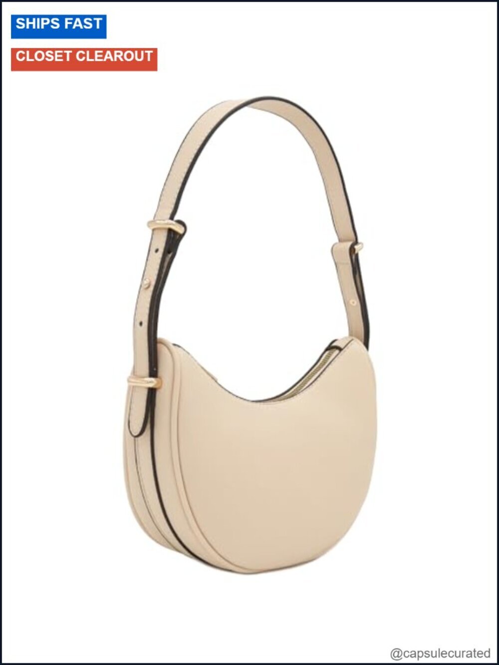 Small Crescent Faux Leather Underarm Shoulder Bag with Adjustable Strap